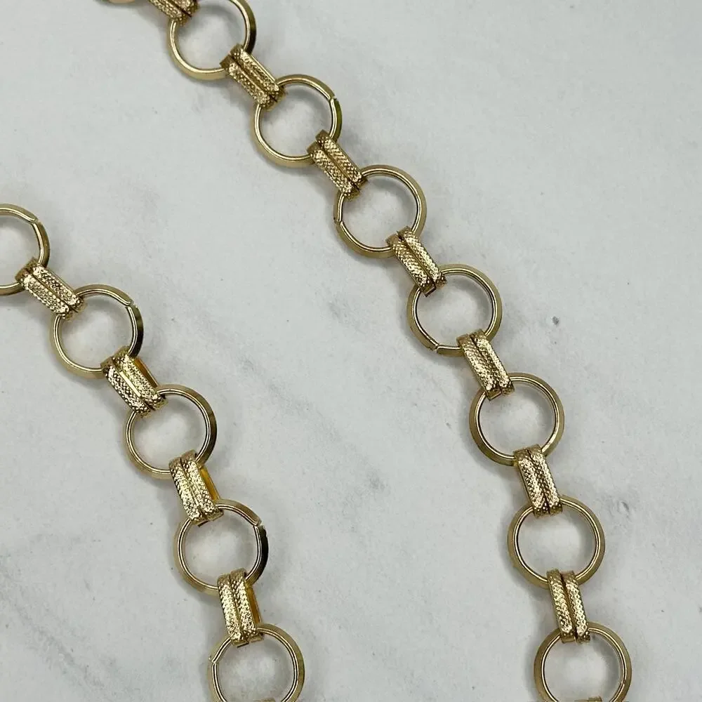 Gold Tone Open Hoop Metal Chain Link Belt Decorative O Ring One Size ✨
